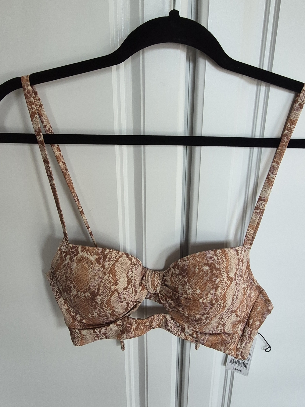 NWT Shade & Shore Snake Print Underwire Bra Bikini Top 36B, Brown, Pink & Cream